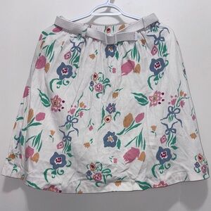 David Smith Elegant Floral A-Line Belted Skort